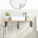 Basin Shelf Wall Mounted Steel and Solid Wood Oak - Side View