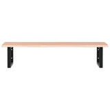 Basin Shelf Wall Mounted Steel and Solid Wood Oak - Top-Down View