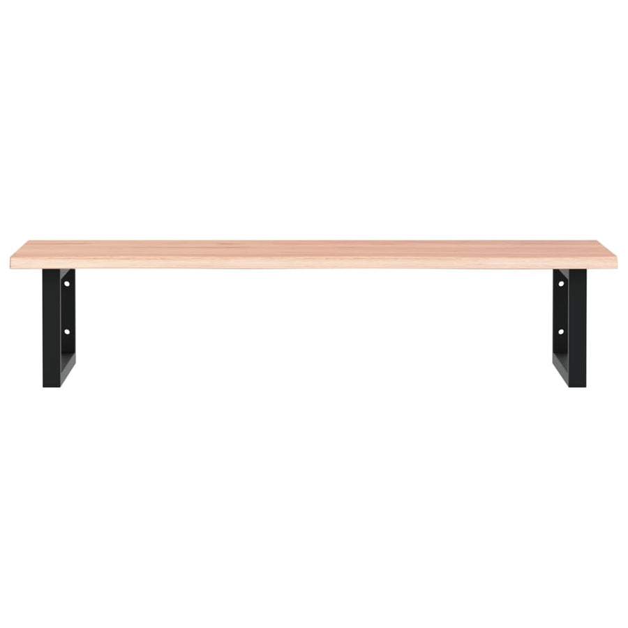 Basin Shelf Wall Mounted Steel and Solid Wood Oak