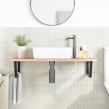 Basin Shelf Wall Mounted Steel and Solid Wood Oak - Side View