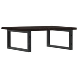 Basin Shelf Wall Mounted Steel and Solid Wood Oak - Rear View