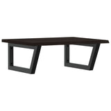 Basin Shelf Wall Mounted Steel and Solid Wood Oak - Front View