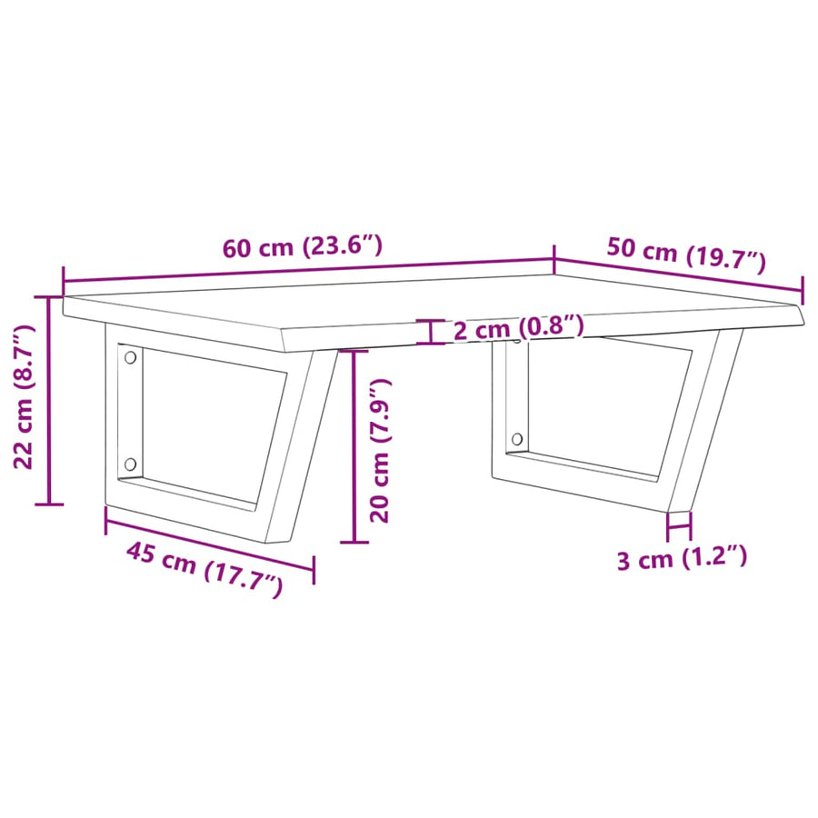 Basin Shelf Wall Mounted Steel and Solid Wood Oak