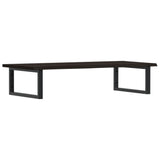 Basin Shelf Wall Mounted Steel and Solid Wood Oak - Front View