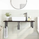 Basin Shelf Wall Mounted Steel and Solid Wood Oak - Side View