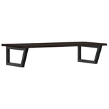 Basin Shelf Wall Mounted Steel and Solid Wood Oak - Front View