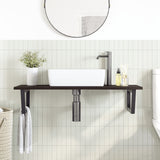 Basin Shelf Wall Mounted Steel and Solid Wood Oak - Side View