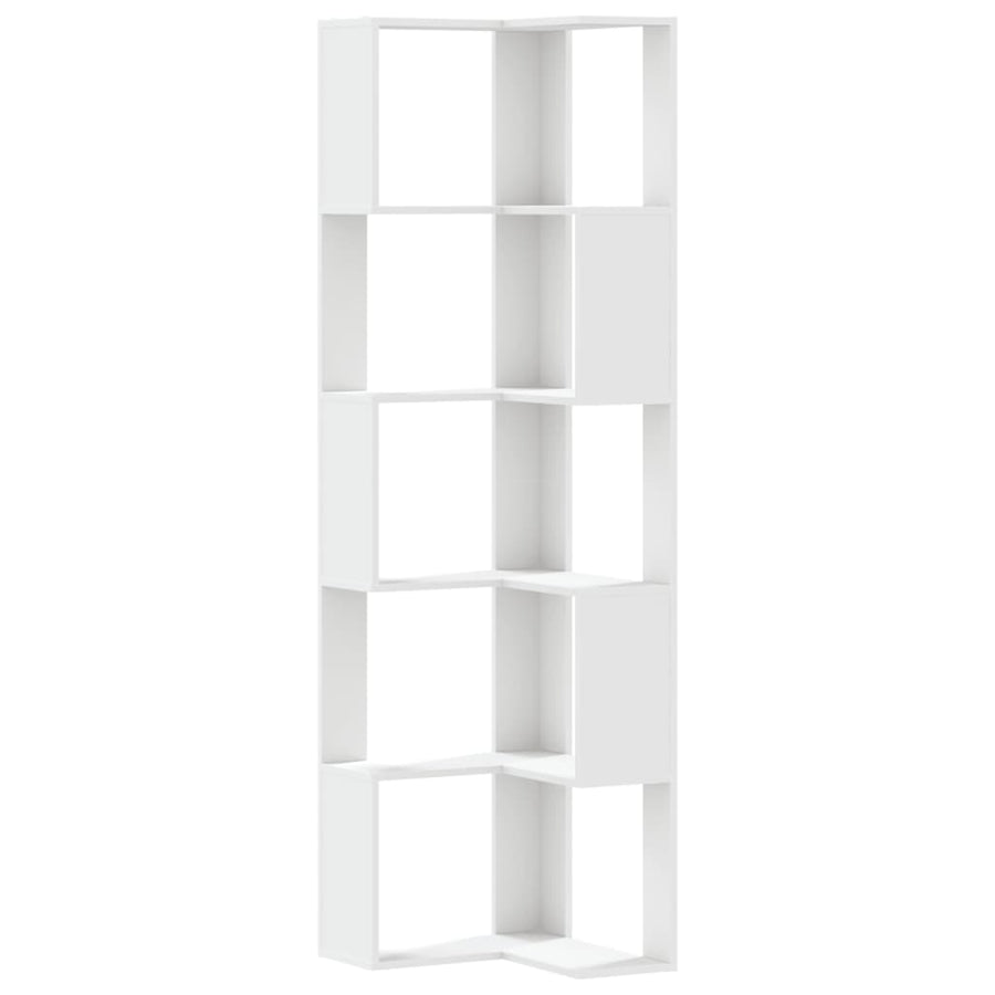 Corner Bookcase 5-Tier White 50x50x179 cm Engineered Wood