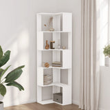 Corner Bookcase 5-Tier White 50x50x179 cm Engineered Wood