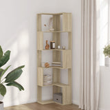 Corner Bookcase 5-Tier Sonoma Oak 50x50x179 cm Engineered Wood - Side View