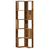Corner Bookcase 5-Tier Old Wood 50x50x179 cm Engineered Wood - Front View