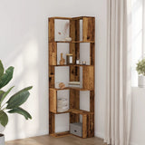 Corner Bookcase 5-Tier Old Wood 50x50x179 cm Engineered Wood - Side View