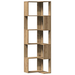 Corner Bookcase 5-Tier Artisian Oak 50x50x179cm Engineered Wood