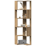 Corner Bookcase 5-Tier Artisian Oak 50x50x179 cm Engineered Wood - Side View