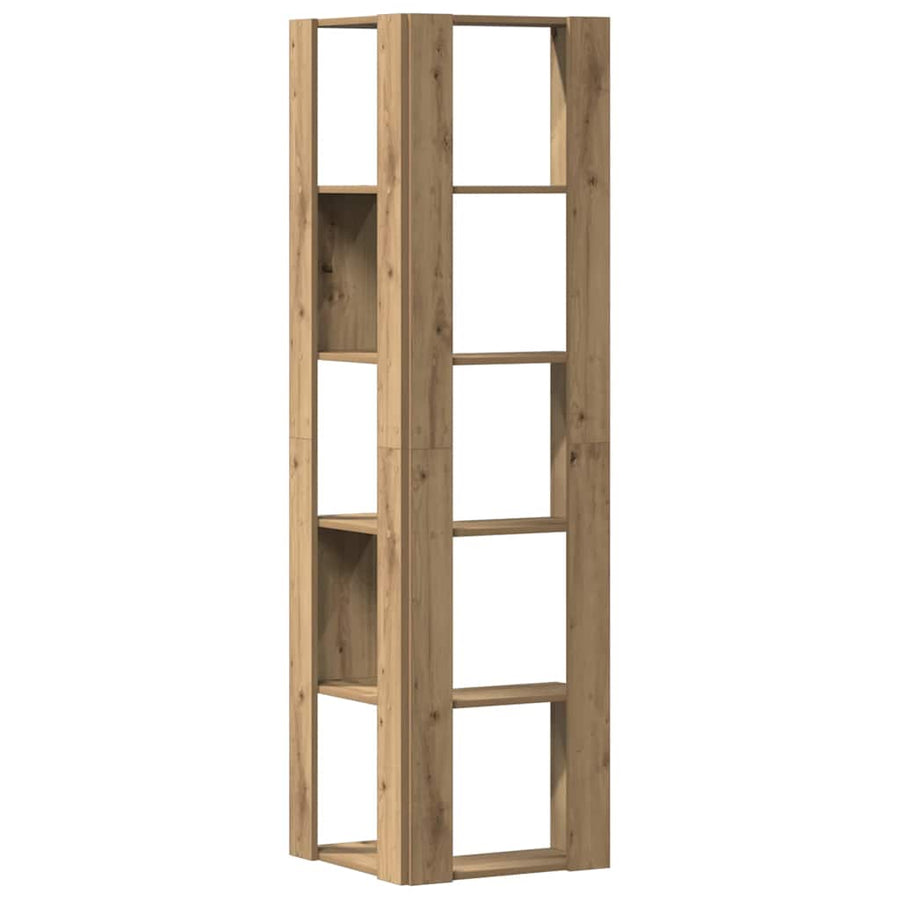 Corner Bookcase 5-Tier Artisian Oak 50x50x179cm Engineered Wood