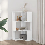 Corner Bookcase 3-Tier White 50x50x102 cm Engineered Wood - Side View