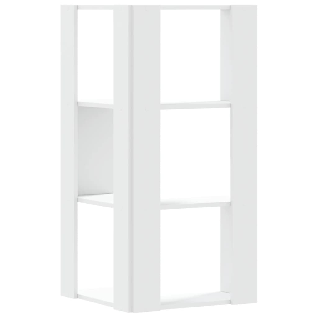 Corner Bookcase 3-Tier White 50x50x102 cm Engineered Wood