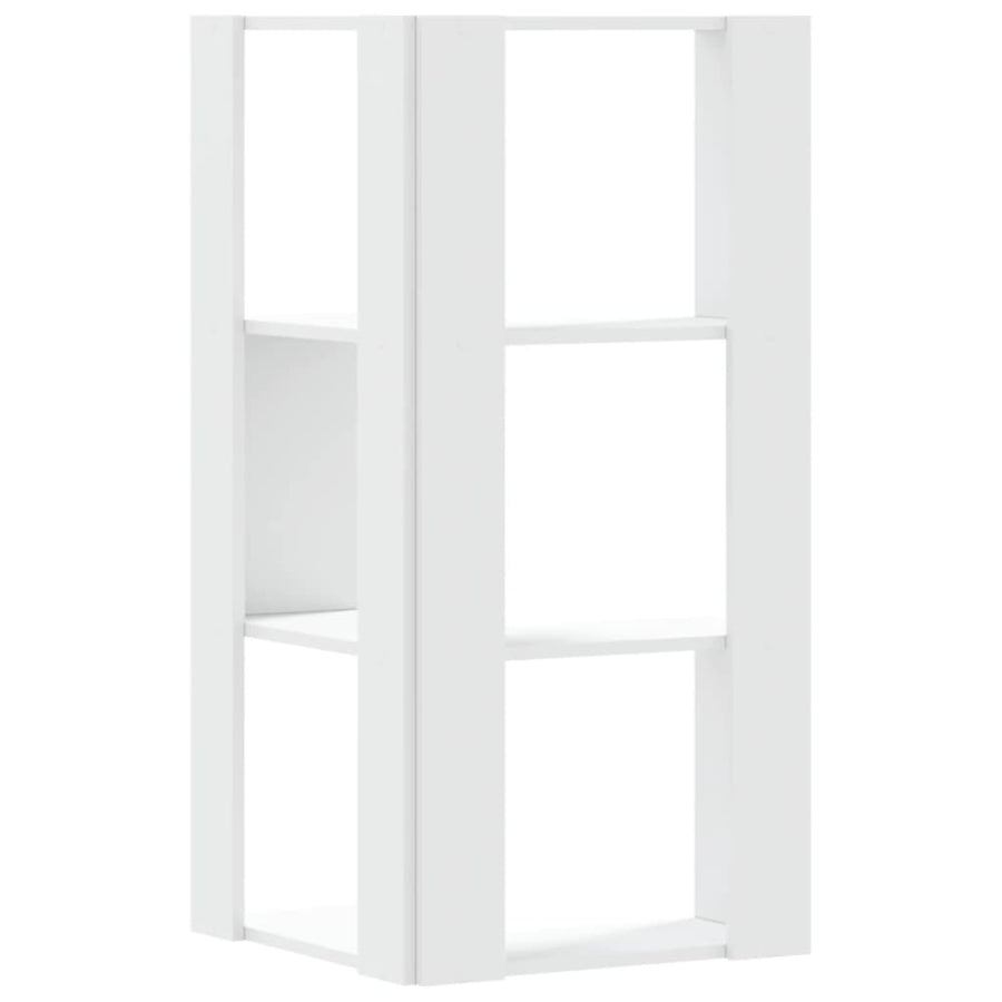 Corner Bookcase 3-Tier White 50x50x102 cm Engineered Wood
