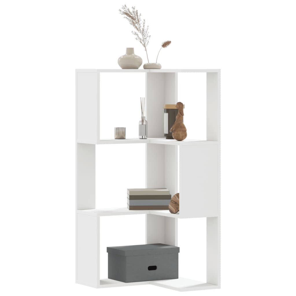 Corner Bookcase 3-Tier White 50x50x102 cm Engineered Wood