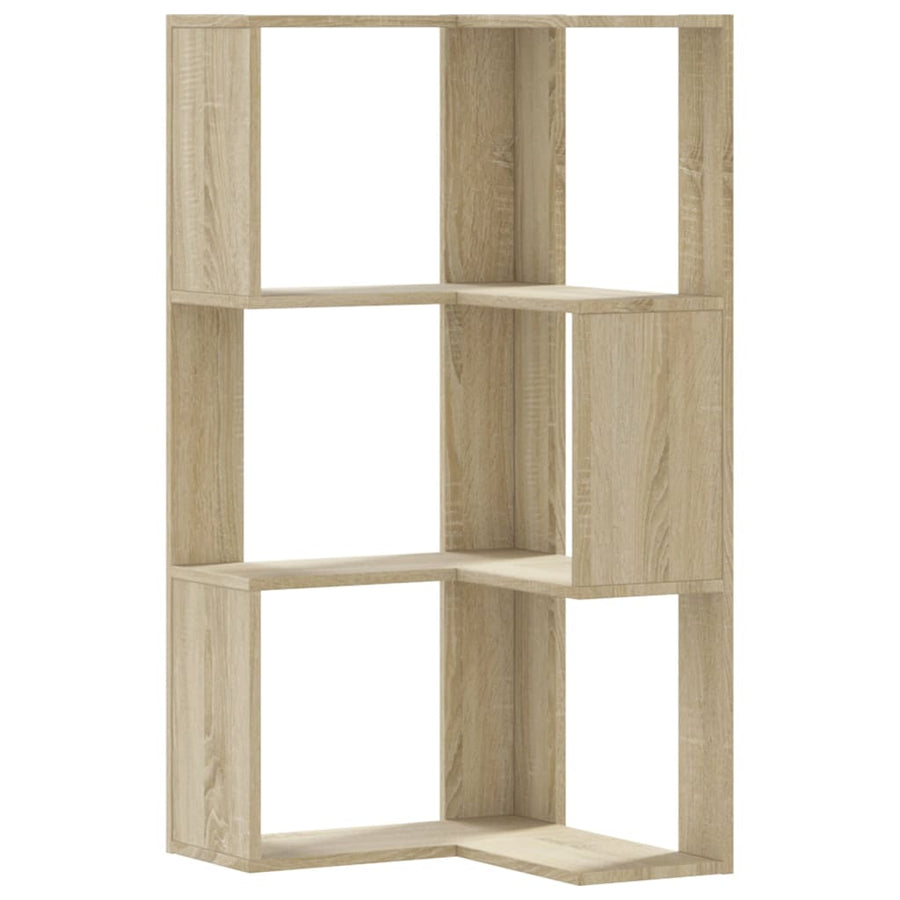 Corner Bookcase 3-Tier Sonoma Oak 50x50x102 cm Engineered Wood