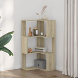 Corner Bookcase 3-Tier Sonoma Oak 50x50x102 cm Engineered Wood - Side View