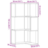 Corner Bookcase 3-Tier Sonoma Oak 50x50x102 cm Engineered Wood - Extra Image