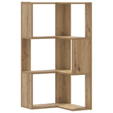 Corner Bookcase 3-Tier Artisian Oak 50x50x102 cm Engineered Wood - Front View