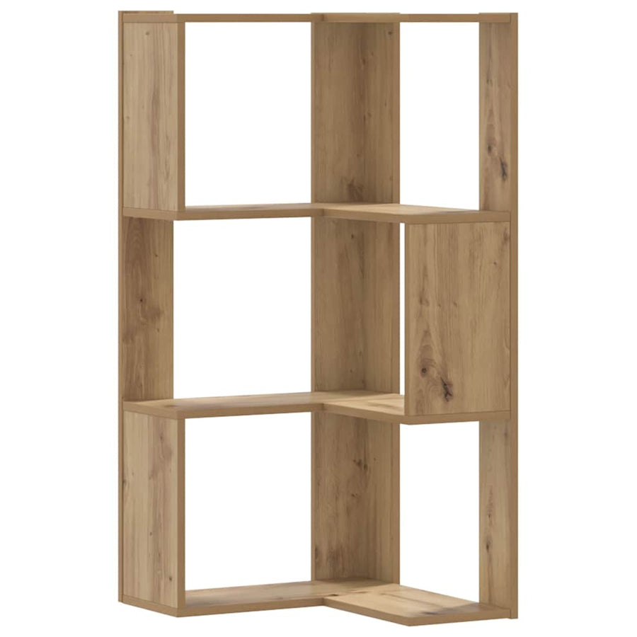 Corner Bookcase 3-Tier Artisian Oak 50x50x102cm Engineered Wood