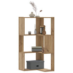 Corner Bookcase 3-Tier Artisian Oak 50x50x102cm Engineered Wood
