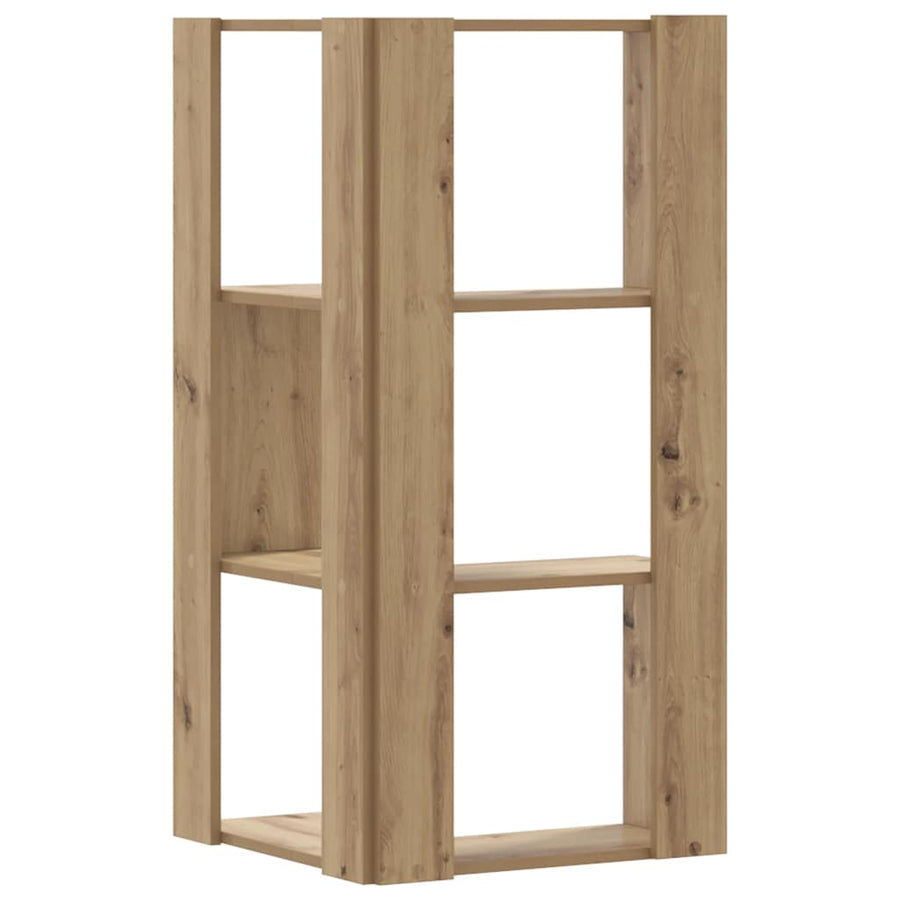 Corner Bookcase 3-Tier Artisian Oak 50x50x102cm Engineered Wood