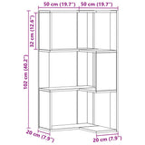 Corner Bookcase 3-Tier Artisian Oak 50x50x102 cm Engineered Wood - Extra Image