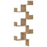 Wall Corner Shelf Artisian Oak 45x45x147 cm Engineered Wood - Front View