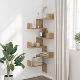 Wall Corner Shelf Artisian Oak 45x45x147 cm Engineered Wood - Side View