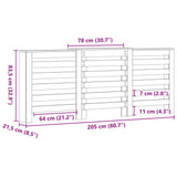 Radiator Cover White 205x21.5x83.5 cm Engineered Wood