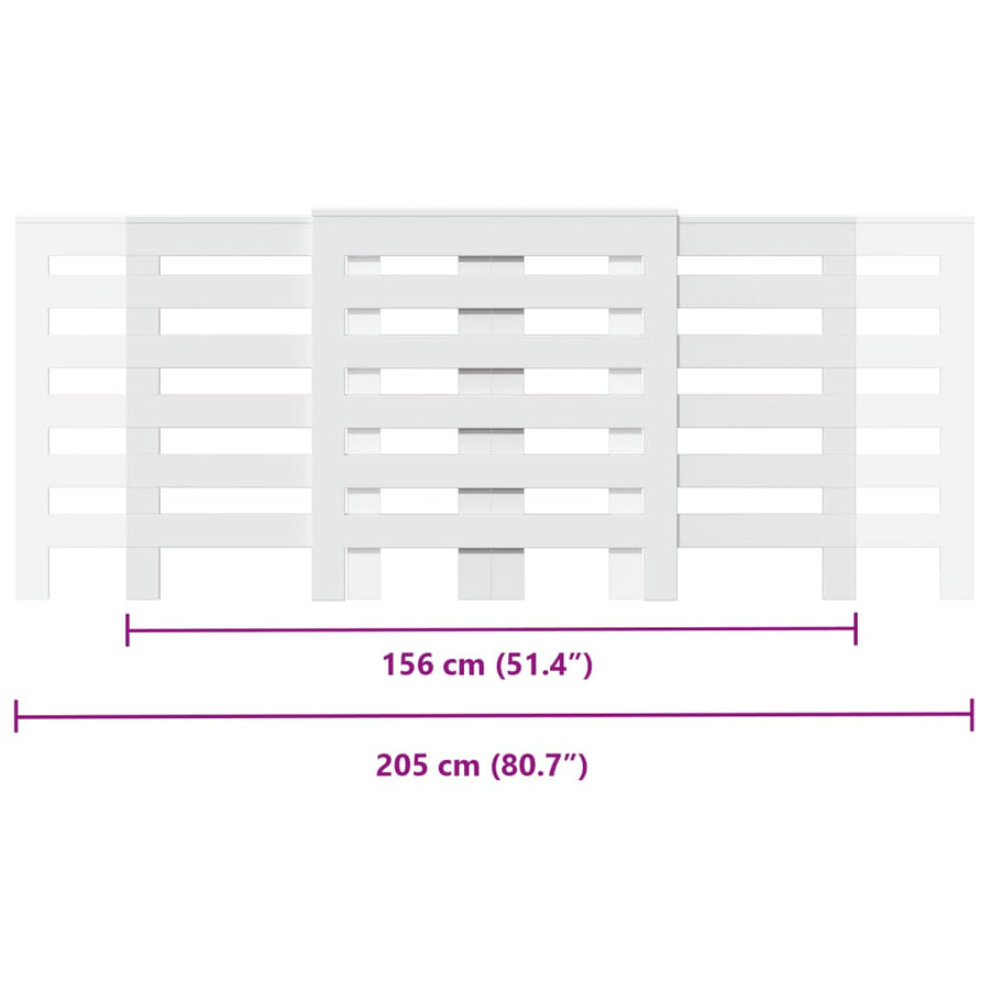 Radiator Cover White 205x21.5x83.5 cm Engineered Wood
