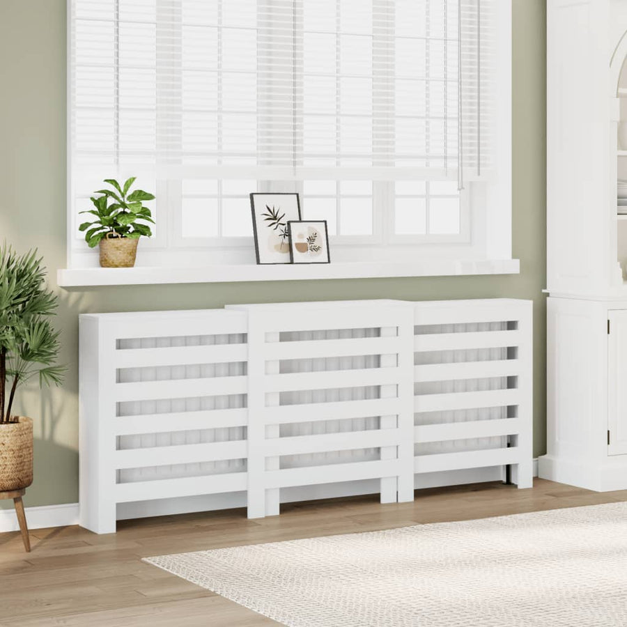 Radiator Cover White 205x21.5x83.5 cm Engineered Wood