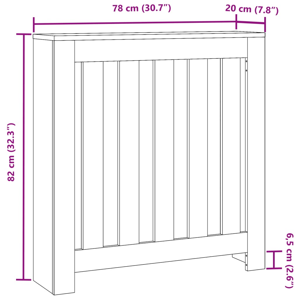 Radiator Cover White 78x20x82 cm Engineered Wood