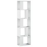 Bookcase 5-Tier White 45x23.5x162.5 cm Engineered Wood - Front View