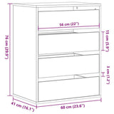 Corner Chest of Drawers White 60x41x76 cm Engineered Wood - Extra Image