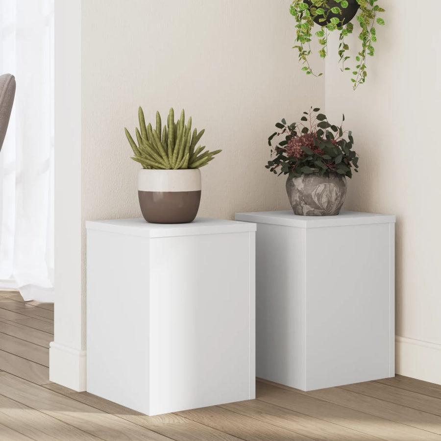 Plant Stands 2 pcs White 25x25x35 cm Engineered Wood