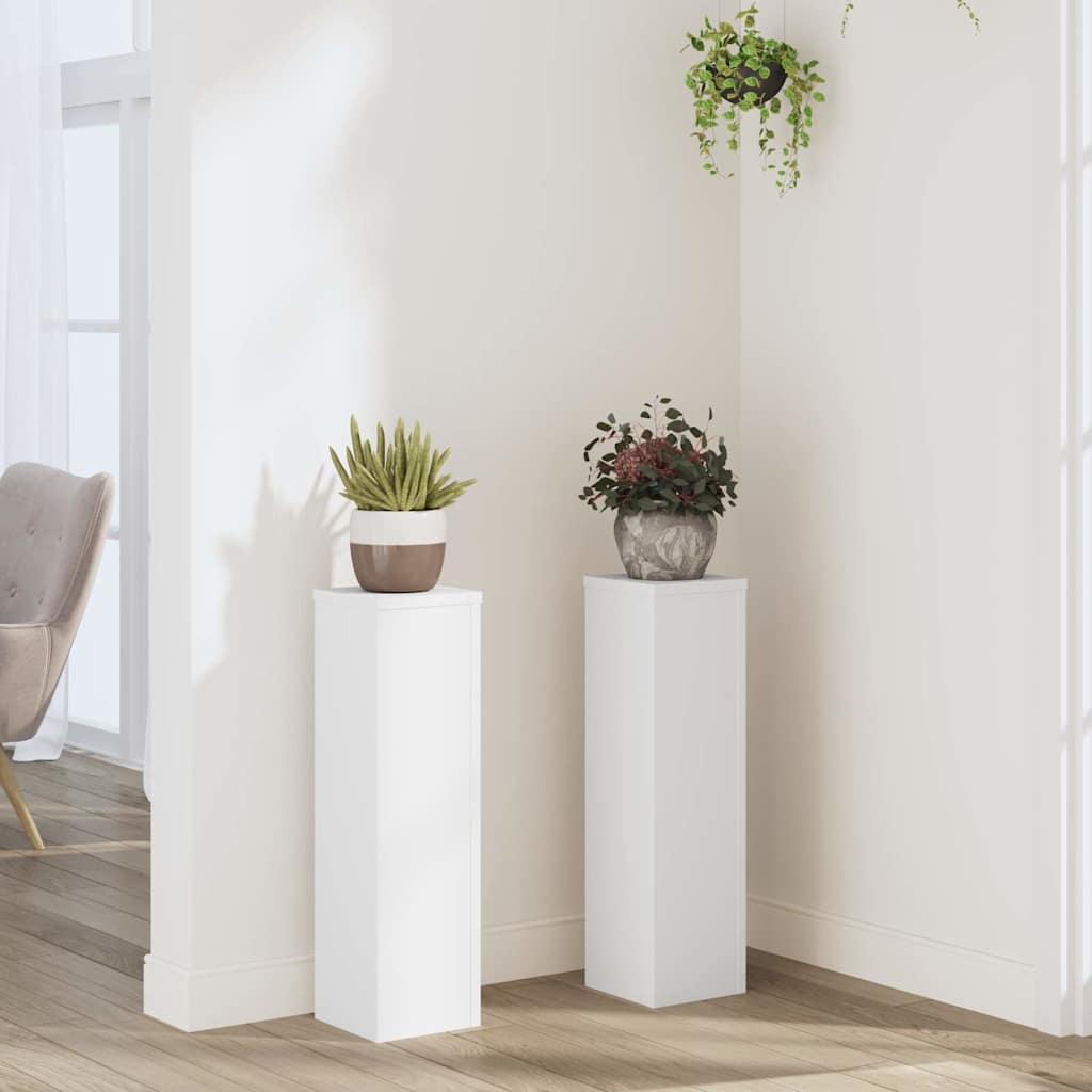 Plant Stands 2 pcs White 17x17x60 cm Engineered Wood