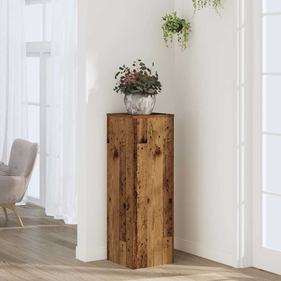 Plant Stand Old Wood 33x33x100 cm Engineered Wood