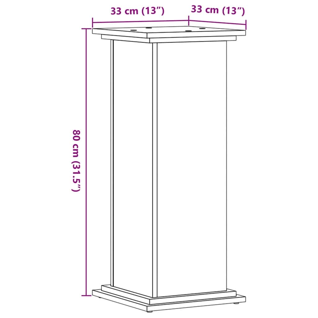 Plant Stand Artisan Oak 33x33x80 cm Engineered Wood