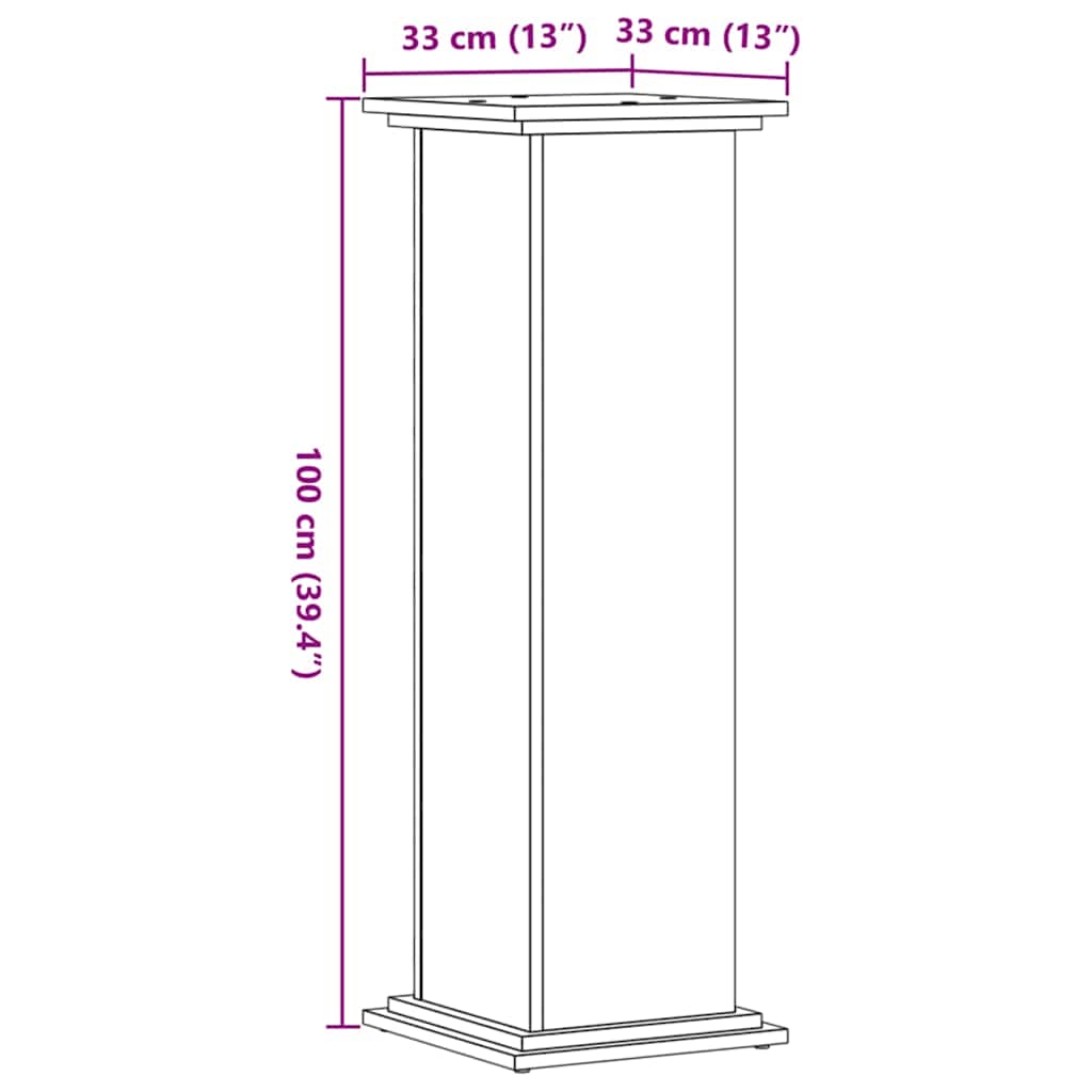 Plant Stand Artisan Oak 33x33x100 cm Engineered Wood