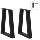 Coffee Table Legs V-Shape 2 pcs Black 38x(42-43.3) cm Steel - Side View