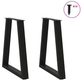 Dining Table Legs V-Shape 2 pcs Black 50x(72-73.3) cm Steel - Side View