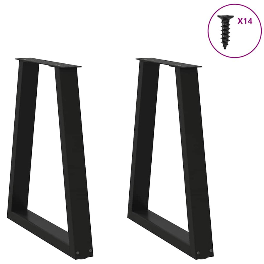 Dining Table Legs V-Shape 2 pcs Black 50x(72-73.3) cm Steel