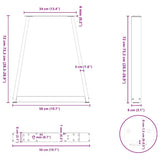 Dining Table Legs V-Shape 2 pcs Black 50x(72-73.3) cm Steel