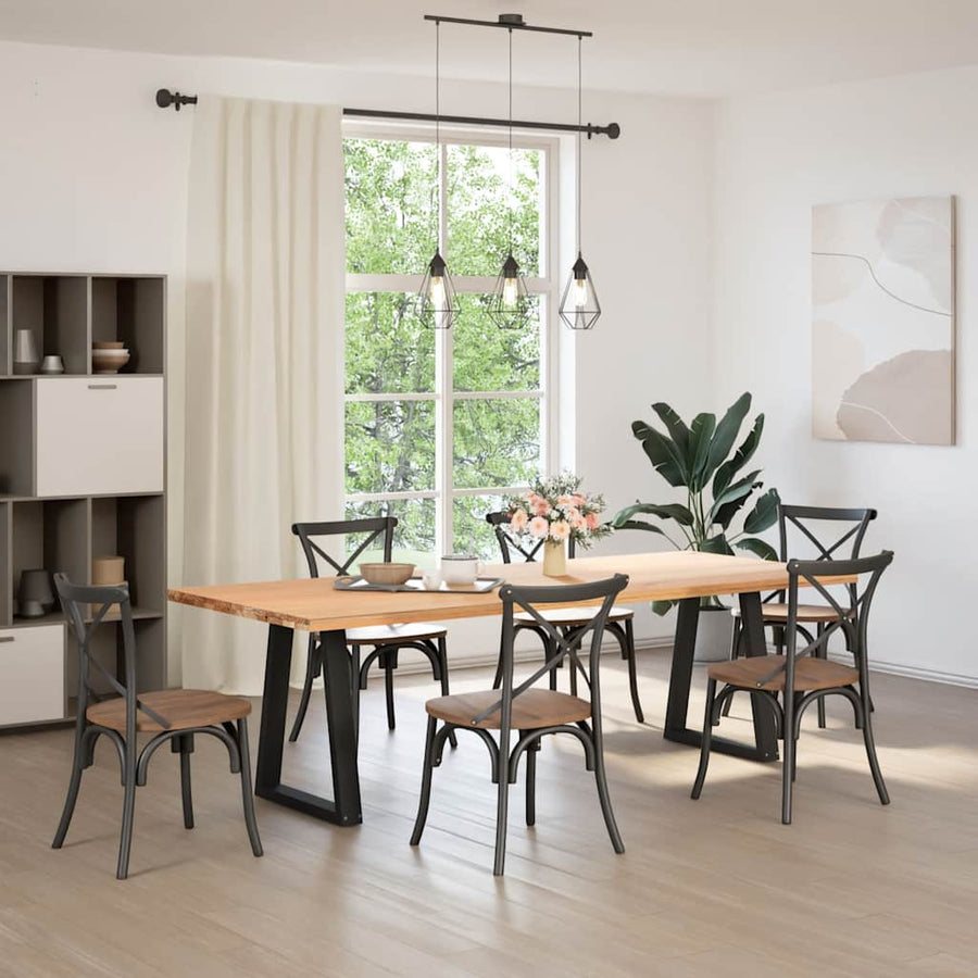 Dining Table Legs V-Shape 2 pcs Black 60x(72-73.3) cm Steel