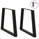 Dining Table Legs V-Shape 2 pcs Black 70x(72-73.3) cm Steel - Side View